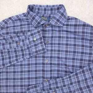 Polo Ralph Lauren Flannel Shirt Men's Size‎ XL Blue Black Cotton Light Weight